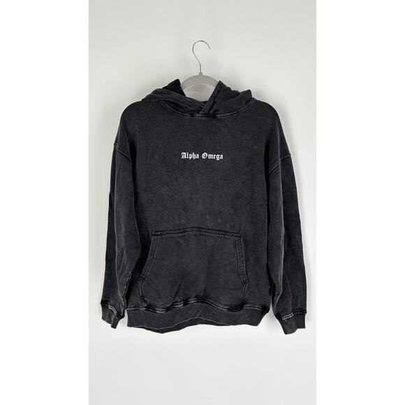 Alpha Omega Soldier Of God Hoodie Pullover Size Small Washed Black New Jesus - Picture 1 of 8